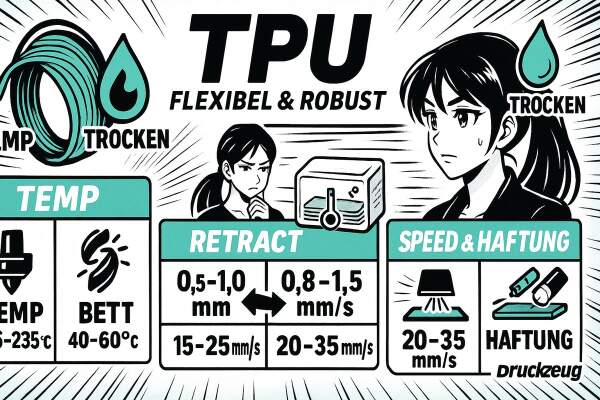 TPU drucken leicht gemacht: Einstellungen, Haftung &amp; typische Fehler