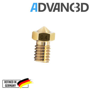 Advanc3D V6 Style Nozzle in brass CuZn37 in 0.4mm for 1.75mm filament