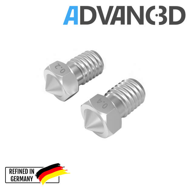 Advanc3D V6 Style Nozzle aus Edelstahl X 8 CrNiS 18 9 in 0.4mm für 1.75mm Filament detail