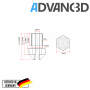Advanc3D V6-tyylinen suutin ruostumattomasta ter&auml;ksest&auml; X 8 CrNiS 18 9 0,4 mm:n sis&auml;ll&auml; 1,75 mm:n filamentille