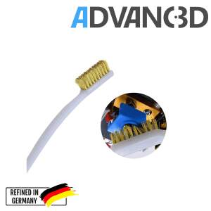 Advanc3D Sturdy cleaning brush for 3D printer hotends with gentle brass bristles.