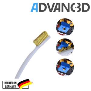 Advanc3D Sturdy cleaning brush for 3D printer hotends with gentle brass bristles.