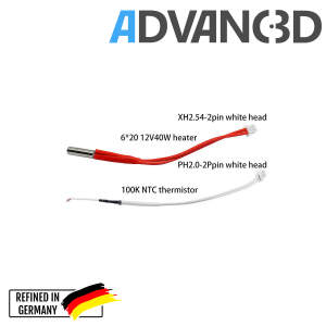 Advanc3D V5 JHead Hotend 0.4mm / 1.75mm für 3D Drucker mit JHead Hotends 12V seite