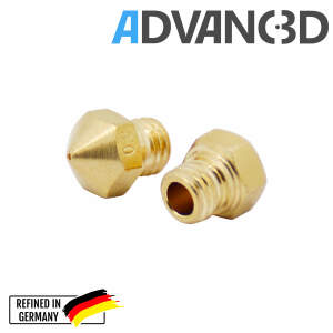 Advanc3D MK10 Nozzle aus Messing CuZn37 in 0.4mm f&uuml;r 1.75mm Filament M7 vorne