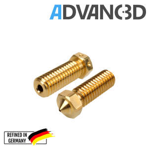 Advanc3D DaVolcano Nozzle aus Messing CuZn37 in 0.6mm für 1.75mm Filament vorne