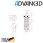 Advanc3D DaVolcano Dyse af messing CuZn37 i 0,6 mm til 1,75 mm filament