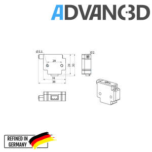 Advanc3D 用于3D打印机的1.75mm长丝用完传感器，带电缆黑色