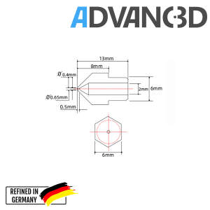 Advanc3D MK7 munstycke för 1.75mm filament