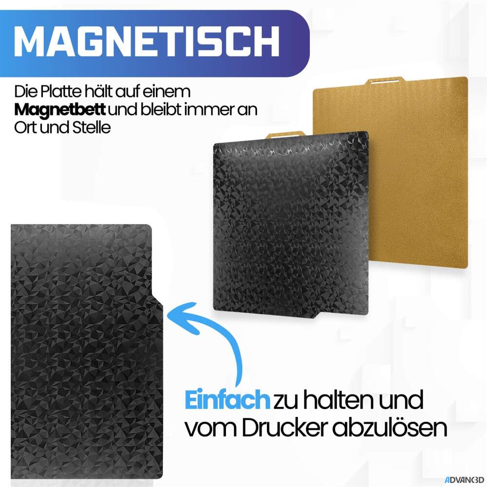 PEI Magnetische Flexplatte Für Bambu Lab P1P/P1S/X1C – 257x257 Mm, Hitzebeständig Bis 260°C, Mit Matter Oberfläche