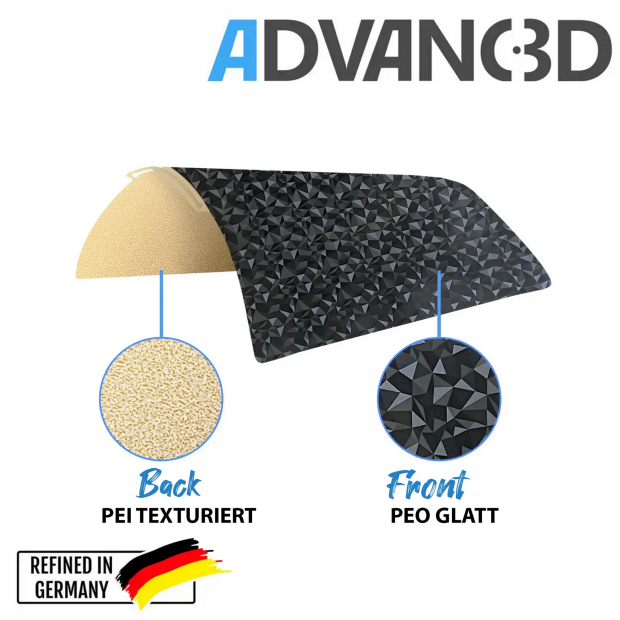 Advanc3D Flexible Druckplatte mit PEO und PEI Schicht für Bambulab X1 X1C P1P seite
