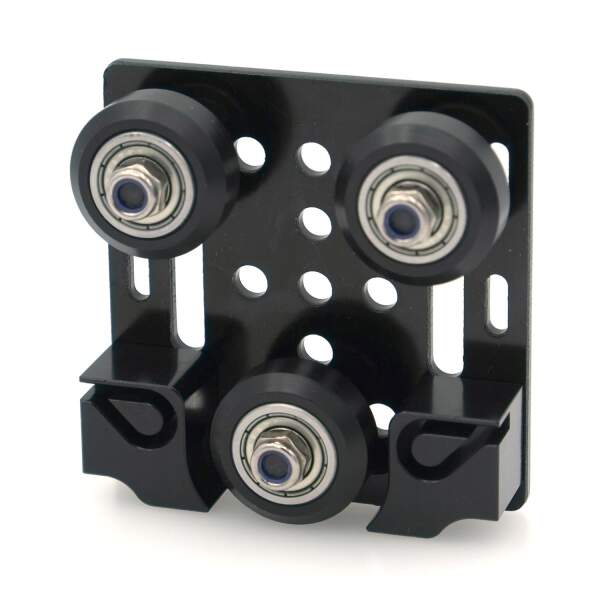 2020V X-axis slider aluminum plate with pulley + timing belt buckle Black vorne