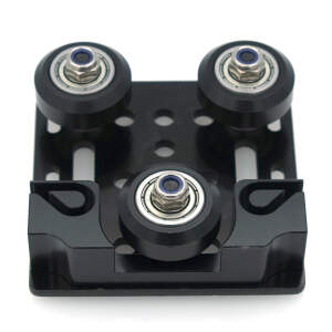 2020V X-axis slider aluminum plate with pulley + timing belt buckle Black detail