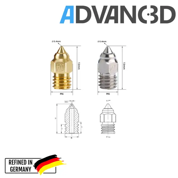 Advanc3D Chromium Nozzle für 1.75mm Filament