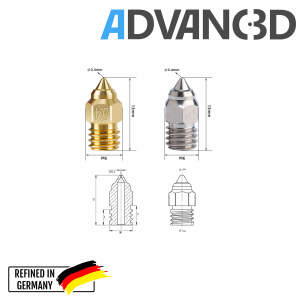 Advanc3D Chromium Nozzle f&uuml;r 1.75mm Filament vorne