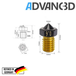 Advanc3D V6 Style Teflon Nozzle für 1.75mm Filament 0.8mm seite