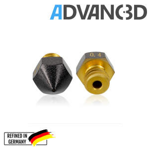 Advanc3D MK8 Teflon Nozzle aus Messing CuZn37 für 1.75mm Filament 0.4mm seite