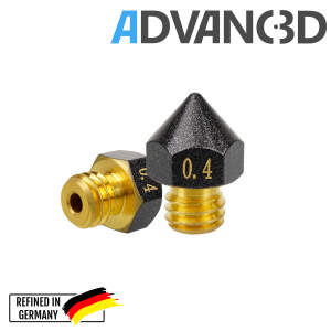 Advanc3D MK8 Teflon Nozzle aus Messing CuZn37 für 1.75mm Filament 0.8mm vorne