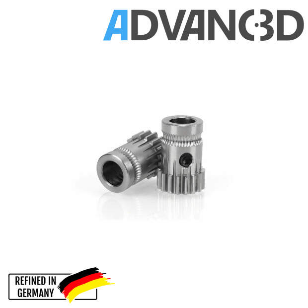 Advanc3D Dual Drive Gear Kit 1.75mm f&uuml;r 5mm Aufnahme aus geh&auml;rtetem Stahl vorne