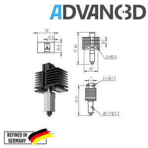 Advanc3D Hotend vaihdettavalla pistorasialla Bambulab X1 X1c P1P:lle X1c P1P:lle