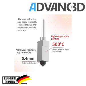 Advanc3D Hotend mit wechselbarer Düse für Bambulab X1 X1c P1P