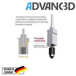 Advanc3D Hotend met verwisselbare socket voor Bambulab X1 X1c P1P