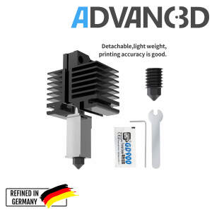 Advanc3D Hotend mit wechselbarer D&uuml;se f&uuml;r Bambulab X1 X1c P1P vorne