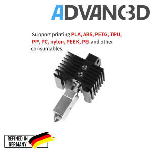 Advanc3D Hotend mit wechselbarer D&uuml;se f&uuml;r Bambulab X1 X1c P1P
