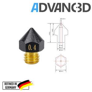 Advanc3D MK8 Teflon Nozzle aus Messing CuZn37 f&uuml;r 1.75mm Filament detail