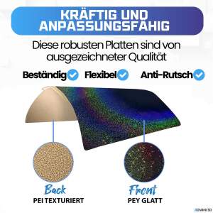 Advanc3D Flexible Druckplatte mit PEY und PEI Schicht für Bambu Lab X1 X1C P1P