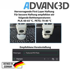 Advanc3D Flexibele printplaat met PEY- en PEI-laag voor Bambu Lab X1 X1C P1P