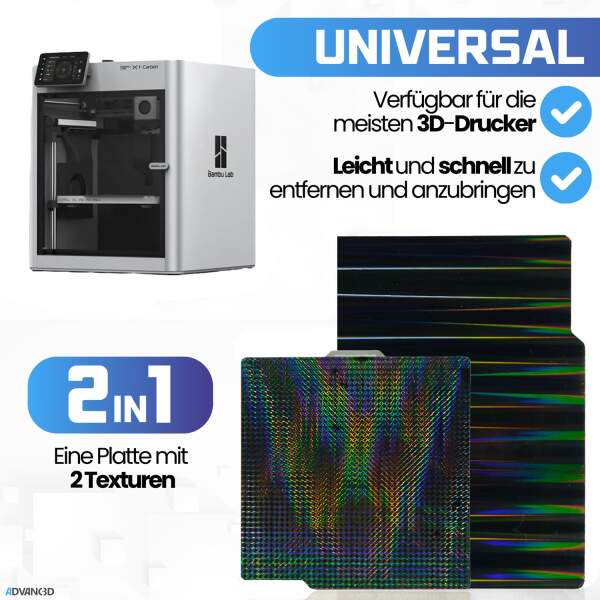 Wefuit 3D-Drucker Bauplatte H1H Für Bambu Lab A1/X1C/P1P & Mehr – 257x257 Mm, Doppelseitig Flexibel, Mit Lichtstrahl- Und Phantom-Muster