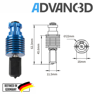 Advanc3D V6 Hotend mit wechselbarer Düse für 3D Drucker im Bambu Lab Design
