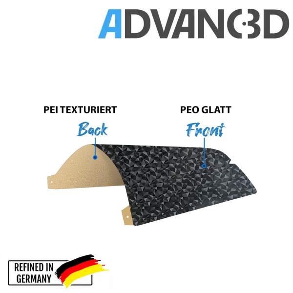 Advanc3D Flexible Druckplatte mit PEO und PEI Schicht für Prusa Mk3 Mk4 3D Drucker