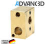 Advanc3D V6 style heater block for 3mm thermocouples in brass for V6 hotends