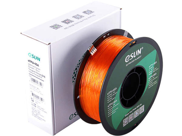 eSUN ETPU-95A 1,75mm Transparent Orange 1kg 3D Drucker Filament Flexibel