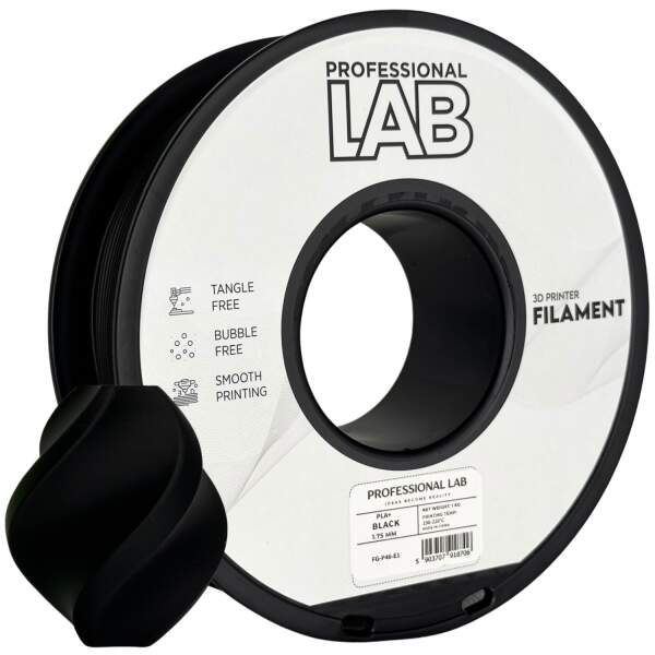 PLA+ PLA Plus Schwarz Robust FDM 3D Drucker Filament 1,75mm 1kg Prof. Lab Rolle