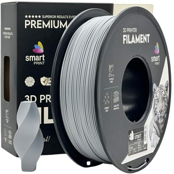 PLA+ PLA Plus Silber Robust FDM 3D Drucker Filament 1,75mm 1kg Smart Print Rolle