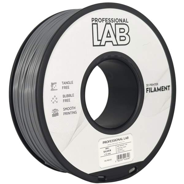 ABS+ ABS Plus Silber Robust FDM 3D Drucker Filament 1,75mm 1kg Prof. Lab Rolle