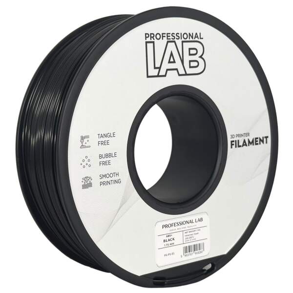 ABS+ ABS Plus Schwarz Robust FDM 3D Drucker Filament 1,75mm 1kg Prof. Lab Rolle