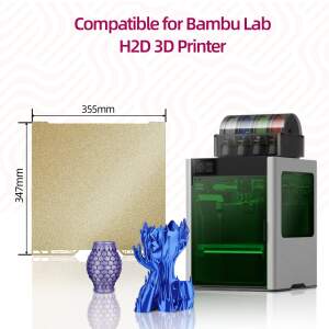 Advanc3D Federstahl Druckplatte 347x355 beidseitig für Bambu Lab H2D 3D Drucker