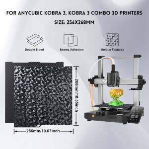 Advanc3D Federstahl Druckplatte PEO PET 256x268 Anycubic Kobra 3 3D Drucker