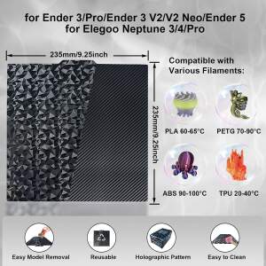Advanc3D Federstahl Druckplatte PEO PET 235x235 für Creality K1 Ender 3 S1 Pro