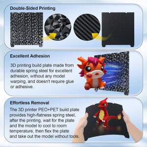 Advanc3D Federstahl Druckplatte PEO PET 310x315 3D Drucker ohne Magnetbasis