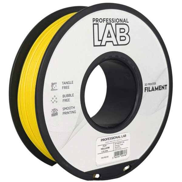 PLA+ PLA Plus Gelb Robust FDM 3D Drucker Filament 1,75mm 1kg Prof. Lab Rolle