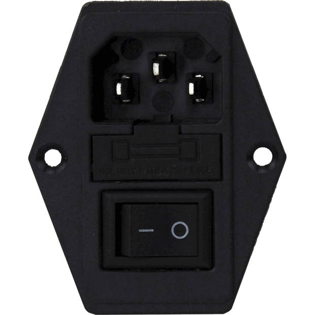 Advanc3D Kaltgeräte Einbaubuchse mit Schalter 10A 250V und Wechselsicherung 3D Drucker vorne