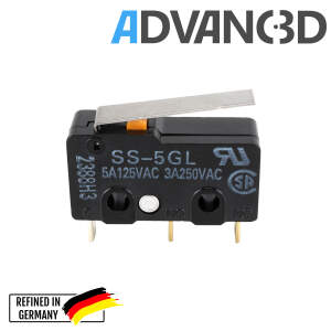 Advanc3D Micro switch 3 pins 3A-5A 125V-250V SS-5GL 20x10x6mm flat