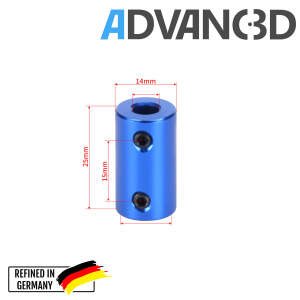 Advanc3D styv axelkoppling Motorkoppling 5 mm till 8 mm Aluminium 14 x 25mm
