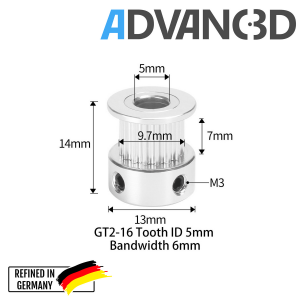 Pully GT2 20T 20 Z&auml;hne f&uuml;r 5 mm Welle Zahnrad Riemenscheibe Welle Nema RepRap i3 seite