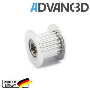 Advanc3D Spannrolle f&uuml;r 3 mm Achsen 20 Z&auml;hne f&uuml;r 6mm Riemen - GT2 Pulley mit Kugellager f&uuml;r 3D-Drucker vorne