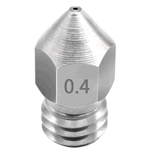Advanc3D MK8 Nozzle aus Edelstahl X 8 CrNiS 18 9 in 0.4mm f&uuml;r 1.75mm Filament vorne
